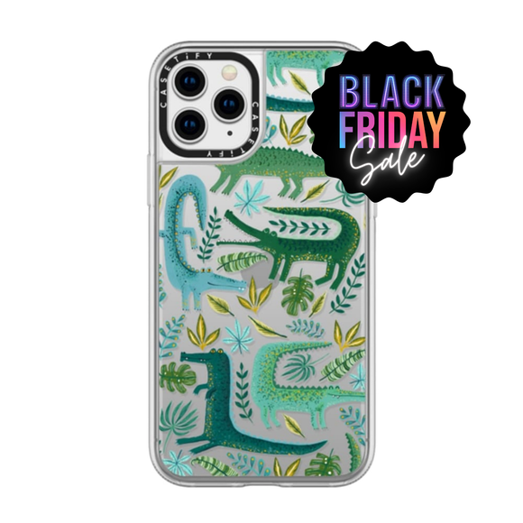 Casetify iPhone Grip Green Crocodiles Wildlife Case